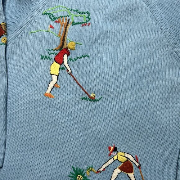 Vintage 1960s 70s knit sweater Cowichan golf embroidered cardigan adult S/M - Picture 9 of 9